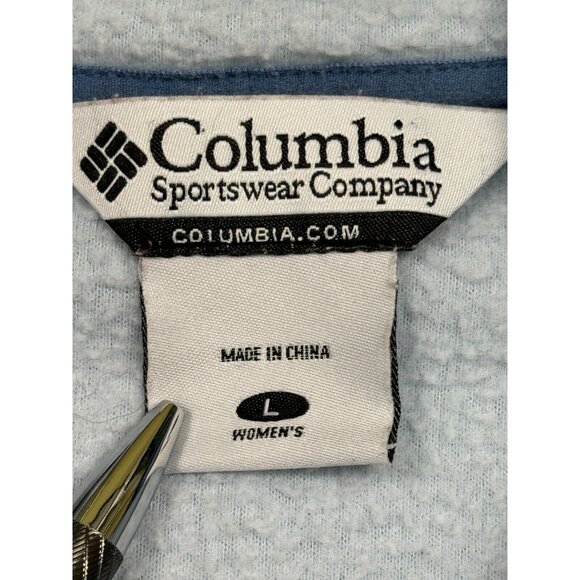 Columbia Womens Light Blue Fleece Hooded Long Sleeve Jacket Full Zip Size Large - Picture 8 of 16